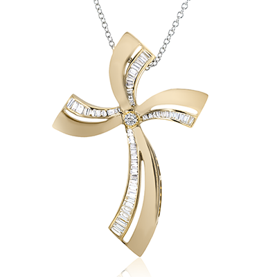 18K Gold Women's Cross Necklace with Hidden Bail